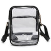 See Through Multi Compartment Crossbody Bag-See Thru Multi Compartment Crossbody Bag - Stadium Approved. Clear Multi Compartment Crossbody Bag. Transparent material, Zip Closure.