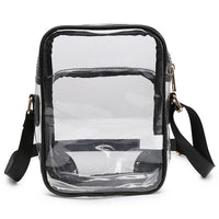 See Through Multi Compartment Crossbody Bag-See Thru Multi Compartment Crossbody Bag - Stadium Approved. Clear Multi Compartment Crossbody Bag. Transparent material, Zip Closure.