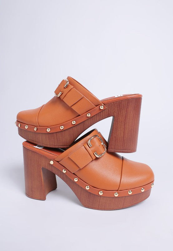 Septim Genuine Leather Studded Clog Heels- Boho Chic Styles by Reef Love