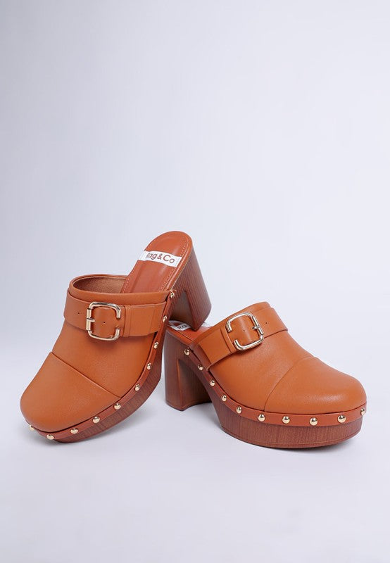 Septim Genuine Leather Studded Clog Heels- Boho Chic Styles by Reef Love