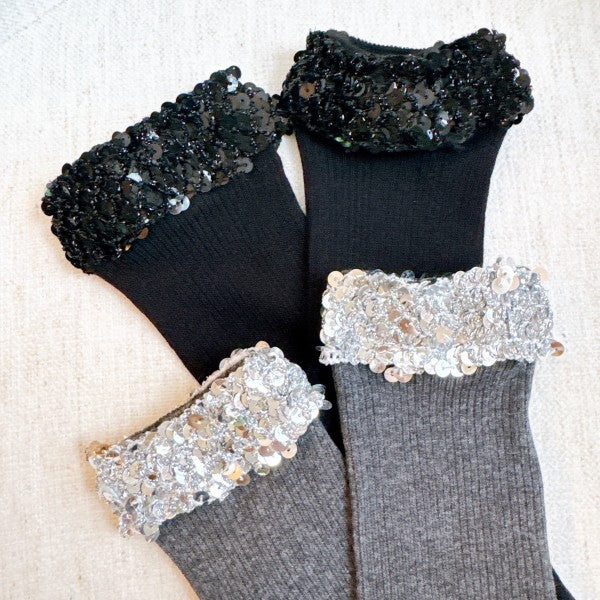Sequin Chic Shine Top Socks-Sequin Chic Shine Top Socks - Sparkly & Chic. Designed with shimmering sequin detail at the top, these socks add a fun and fashionable twist to your everyday style.