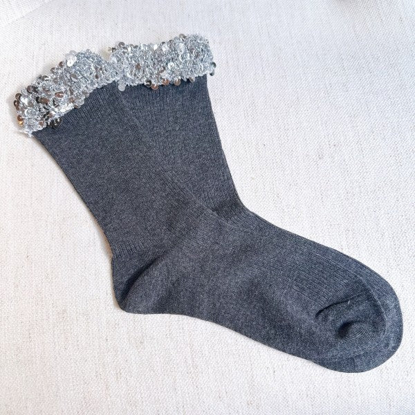 Sequin Chic Shine Top Socks-Sequin Chic Shine Top Socks - Sparkly & Chic. Designed with shimmering sequin detail at the top, these socks add a fun and fashionable twist to your everyday style.