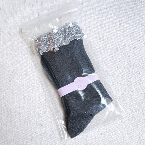 Sequin Chic Shine Top Socks-Sequin Chic Shine Top Socks - Sparkly & Chic. Designed with shimmering sequin detail at the top, these socks add a fun and fashionable twist to your everyday style.