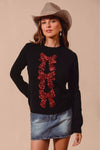 Sequins Bow Embellished Christmas Sweater
