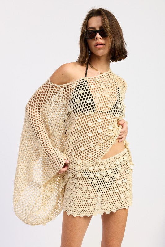 Shell Trim Crochet Cover-Up Mini Skirt- Boho Chic Styles by Reef Love