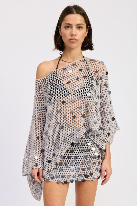 Shell Trim Crochet Oversized Poncho Cover-Up Top- Boho Chic Styles by Reef Love