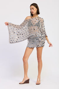 Shell Trim Crochet Oversized Poncho Cover-Up Top- Boho Chic Styles by Reef Love