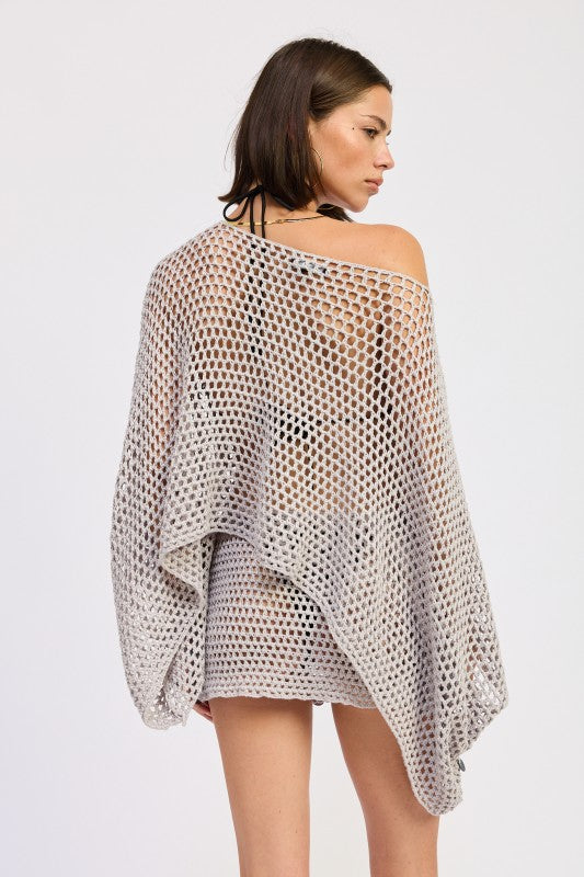 Shell Trim Crochet Oversized Poncho Cover-Up Top- Boho Chic Styles by Reef Love