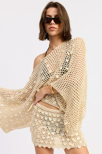 Shell Trim Crochet Oversized Poncho Cover-Up Top- Boho Chic Styles by Reef Love