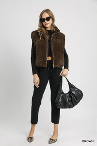 Sherpa-Lined Zip Vest with Drawstring Hem