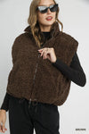 Sherpa-Lined Zip Vest with Drawstring Hem