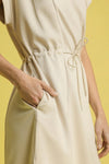 Side Slit Short Sleeve Midi Tee Dress-Women's midi tee dress blends laid-back comfort with easy style. Made from a soft cotton blend in a neutral beige tone, it features a classic crew neckline.-Reef Love Boho-Chic Boutique