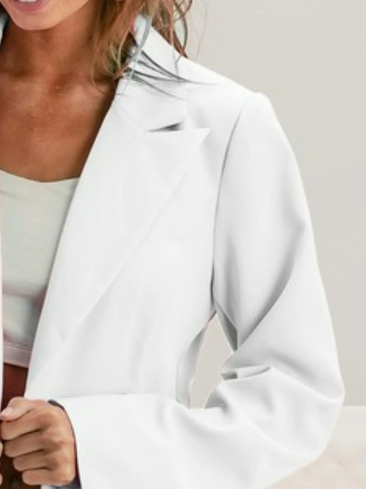 Single Breasted Peaked Lapel Blazer-This classic white oversized long blazer features a relaxed fit design perfect for casual and semi-formal occasions, showcasing a timeless notched lapel collar-Reef Love