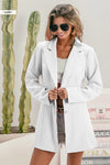 Single Breasted Peaked Lapel Blazer-This classic white oversized long blazer features a relaxed fit design perfect for casual and semi-formal occasions, showcasing a timeless notched lapel collar-Reef Love