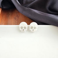 Skeleton Stud Earrings - White Shimmer-