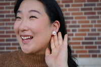 Skeleton Stud Earrings - White Shimmer-