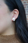 Skeleton Stud Earrings - White Shimmer-