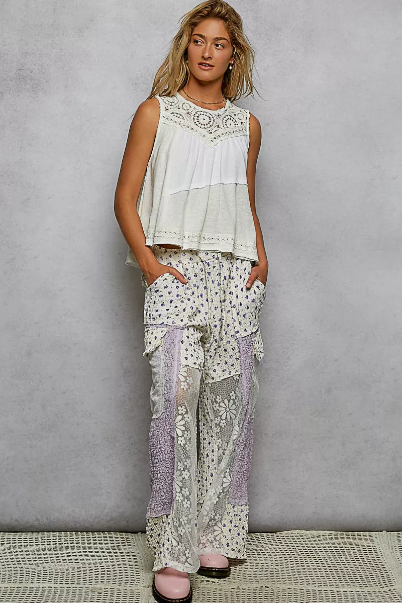 Sleeveless Top with Crochet Contrast- Boho Chic Styles by Reef Love