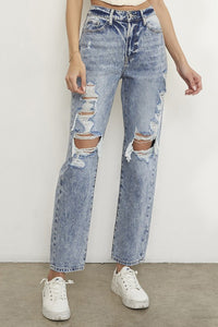 Slim Boyfriend Distressed Jeans-Jeans-Insane Gene-Reef Love