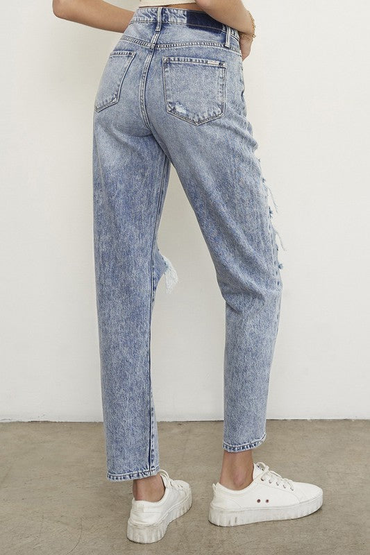 Slim Boyfriend Distressed Jeans-Jeans-Insane Gene-Reef Love