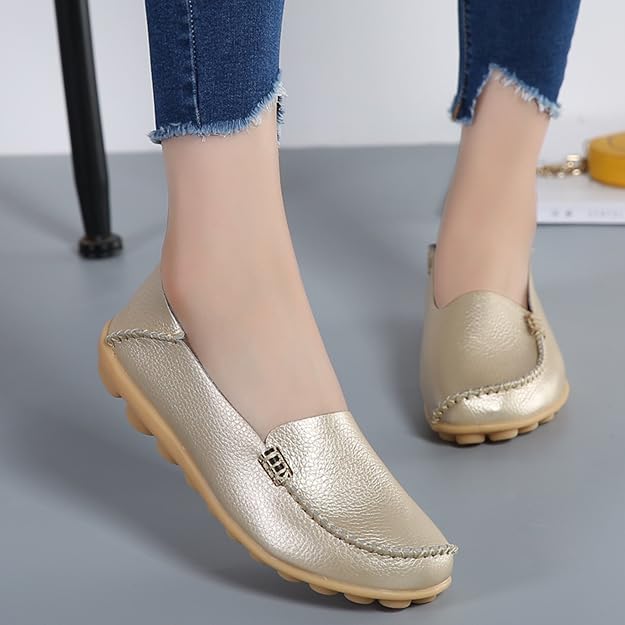 DUOYANGJIASHA Women'S Comfortable Loafers Casual round Toe Moccasins Wild Driving Flats Soft Walking Shoes Women Slip On