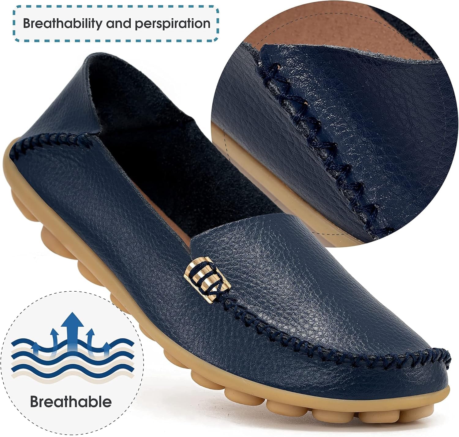 DUOYANGJIASHA Women'S Comfortable Loafers Casual round Toe Moccasins Wild Driving Flats Soft Walking Shoes Women Slip On