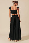 Smocked Top and Flowy Maxi Skirt Set-Stay cool & chic in this black smocked crop top & flowy maxi skirt set. Perfect for beach days, vacations, and summer nights. Lightweight & versatile style.-Reef Love Boho-Chic Boutique