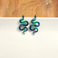 Snake Studs - Dark Green-drop earrings-Reef Love