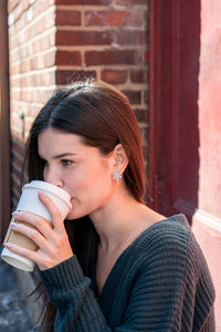 Snowflake Stud Earrings - Silver Glitter-