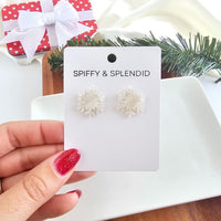 Snowflake Stud Earrings- White Shimmer