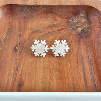 Snowflake Stud Earrings- White Shimmer