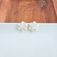 Snowflake Stud Earrings- White Shimmer