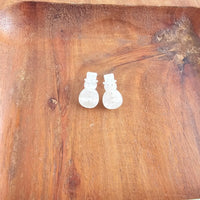 Snowman Stud Earrings - White Shimmer
