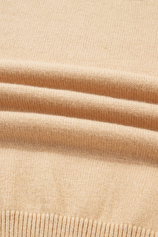 Solid High Neck Sweater and Pleated Mini Skirt Set-Reef Love