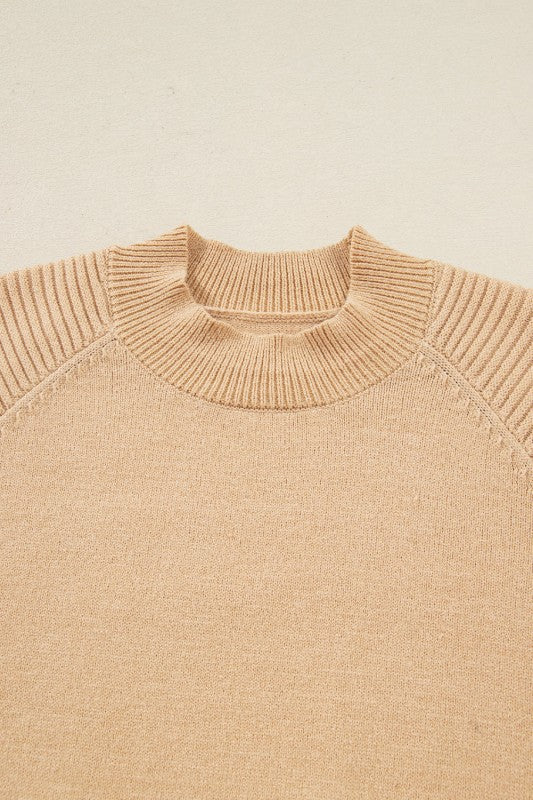 Solid High Neck Sweater and Pleated Mini Skirt Set-Reef Love