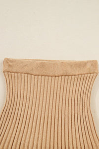 Solid High Neck Sweater and Pleated Mini Skirt Set-Reef Love