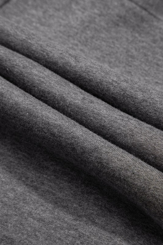 Solid Ribbed Patchwork Pocketed Sweatshirt Dress-Reef Love