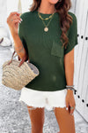 Solid Short Cap Sleeve Ribbed Knit Loose Top
