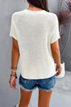 Solid Short Cap Sleeve Ribbed Knit Loose Top