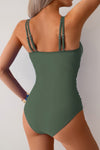 Shop Solid Square Back Double Strap Mesh Cut-Out Swimsuit-Modern one-piece swimsuit with mesh cut-outs, square neckline, and double straps. Sleek, supportive, and sculpting—perfect for beach and resort wear.-available at Reef Love online boho-chic boutique
