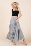 Solid Tiered Ruffle Maxi Skirt