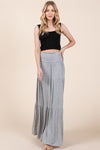 Solid Tiered Ruffle Maxi Skirt