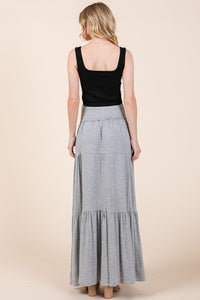 Solid Tiered Ruffle Maxi Skirt