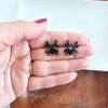 Shop Spider Stud Earrings - Black-Black spider stud earrings made from lightweight acrylic with hypoallergenic posts. A spooky-cute finishing touch for Halloween or everyday eerie style.-available at Reef Love online boho-chic boutique