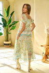 Spring Floral Border Print Ruffled Textured Top-Women's Tops-Reef Love