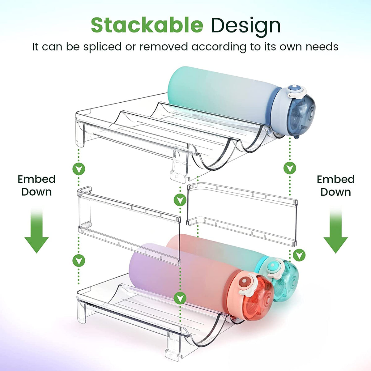 Water Bottle Storage Organizer, 2 Pack Water Bottle Storage Rack
