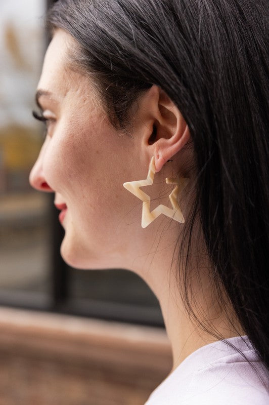 Star Hoop Earrings- Ivory, Hypoallergenic-Jewelry & Accessories - Earrings - Hoop Earrings-Reef Love