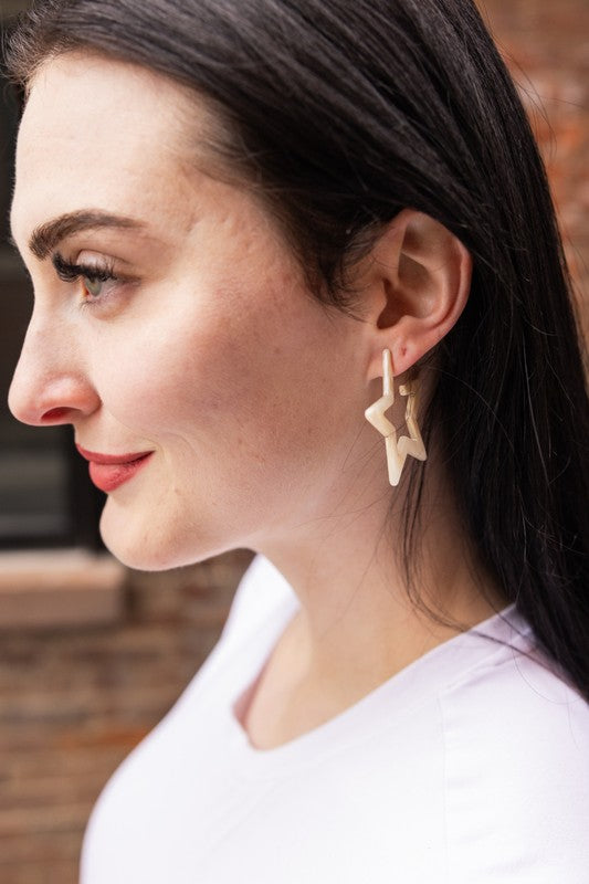 Star Hoop Earrings- Ivory, Hypoallergenic-Jewelry & Accessories - Earrings - Hoop Earrings-Reef Love