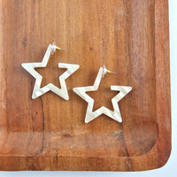 Star Hoop Earrings- Ivory, Hypoallergenic-Jewelry & Accessories - Earrings - Hoop Earrings-Reef Love