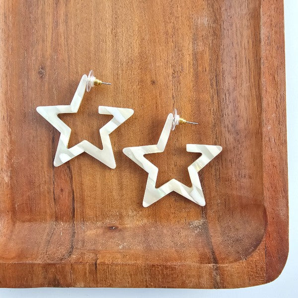 Star Hoop Earrings- Ivory, Hypoallergenic-Jewelry & Accessories - Earrings - Hoop Earrings-Reef Love